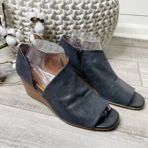 Lucky Brand Tylera Leather Open Toe d’Orsay Wedge Shootie Black Size 8M
